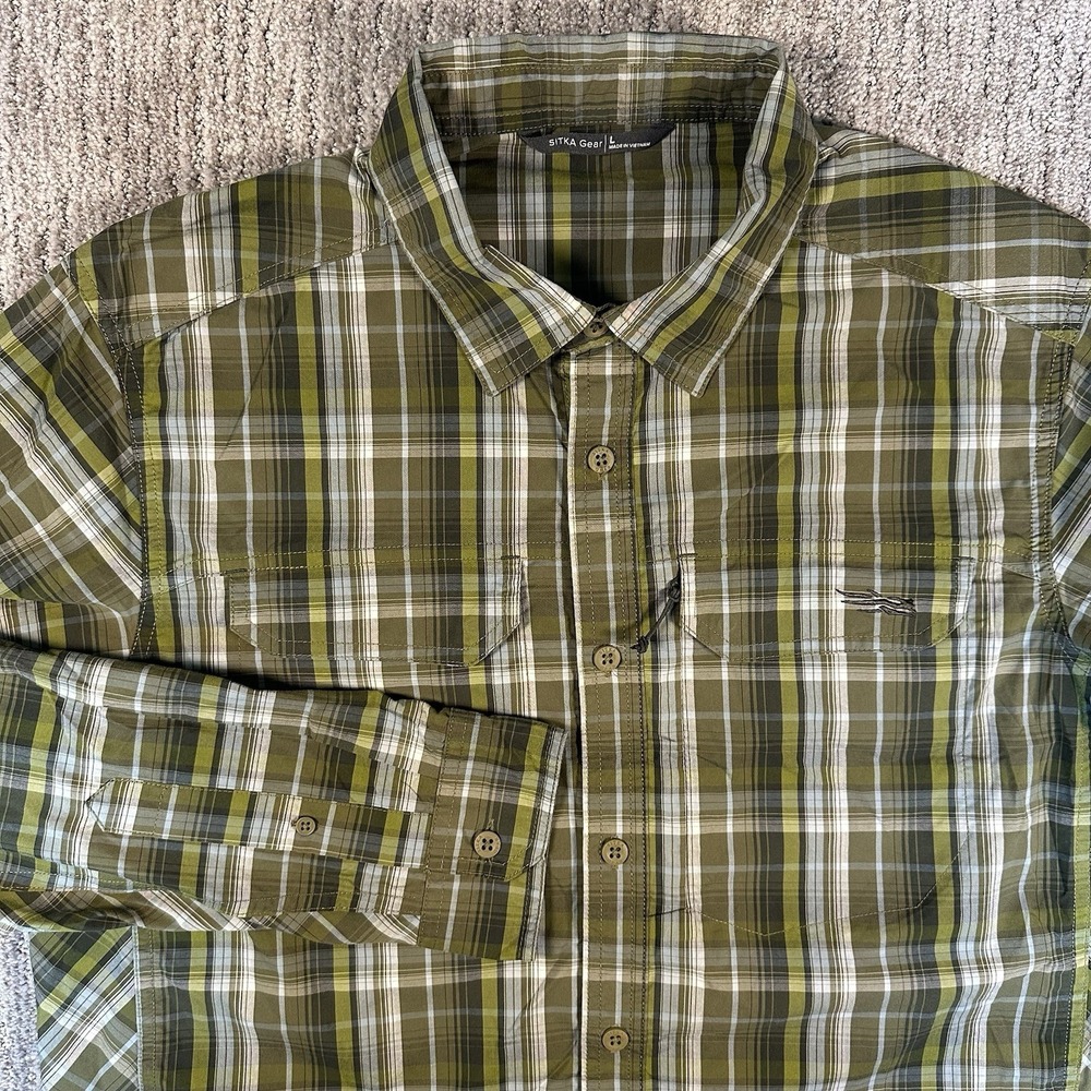 Sitka Gear Globe Trotter Shirt Long Sleeve Button Up Plaid‎ Men's L Outdoor Hunt